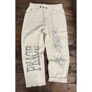 Jaded Gypsy Peace and Love Jeans~Parchment Peace NEW